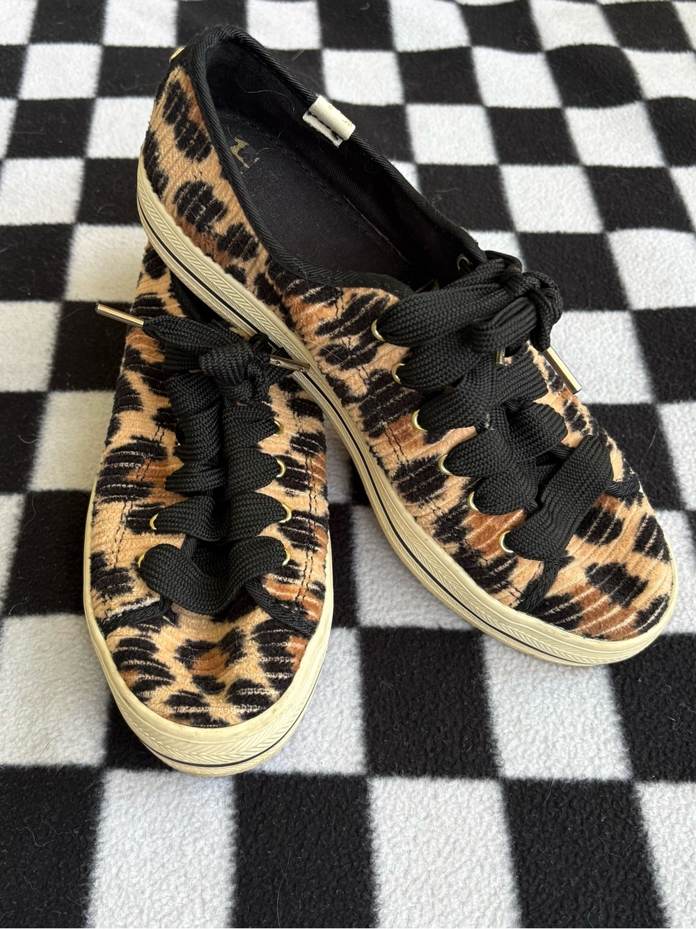 Kate Spade New York x Keds Leopard Print Platform Sneakers Size 6.5 Animal Print